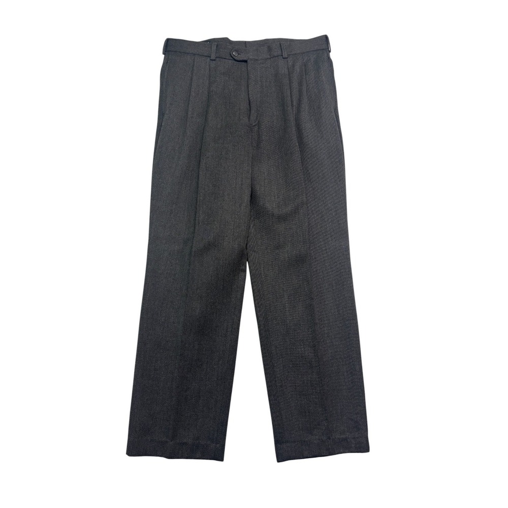 vtg J Peterman 38x32 Charcoal Cavalry Twill Wool Dress Pants Trousers USA Mens